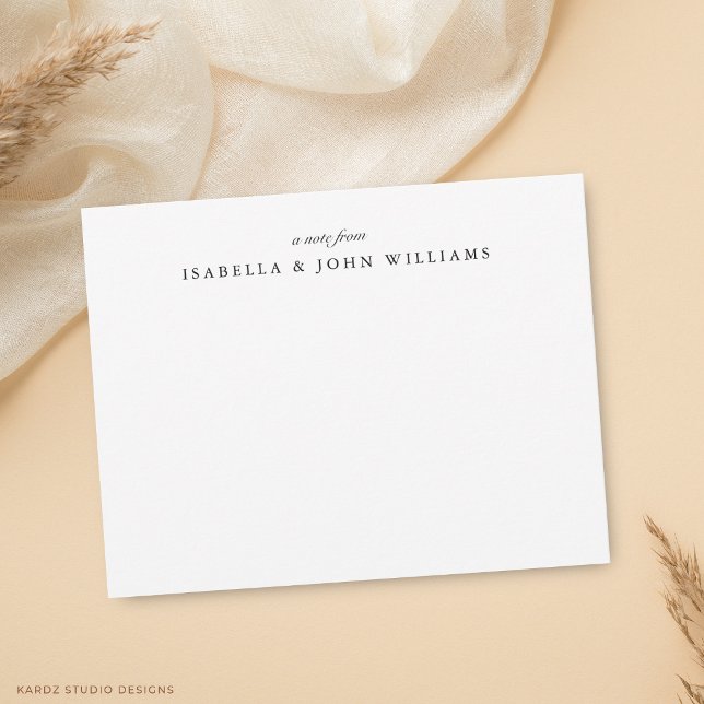 Elegant Klassiskt Nygift Par Anteckningskort (Card shown in 4.25 x 5.5 inches. Choose size, paper, and corner style.)