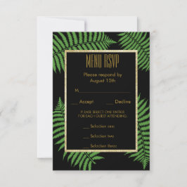 Elegant Klassiskt Ormbunksbröllopsmeny RSVP OSA Kort