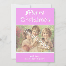 Elegant, klassiskt rosa God jul-fotokort Julkort