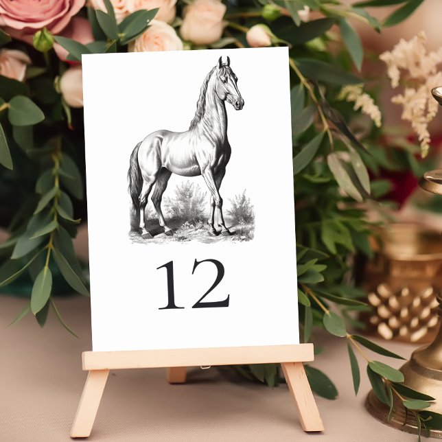 Elegant Klassy Formal Horse Equestrian Bröllop Bordsnummer (Skapare uppladdad)