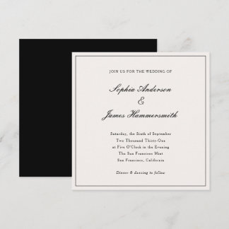 Elegant Klassy Formell Black Ram-skript Bröllop Inbjudningar