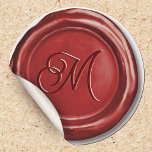 Elegant Klassy Vintage Monogram Vax sälstift Runt Klistermärke<br><div class="desc">Klassen vax säldetikett med rött färg för att anpassa dig med ditt monogram för alla tillfälle,  från födelsedag och årsdag till babyduschar!</div>