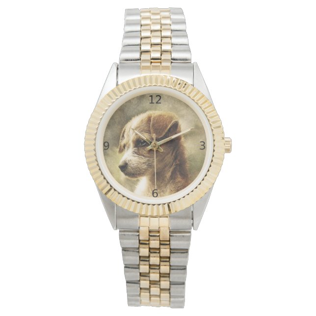 Elegant klocka för vintagehundfoto (Framsida)