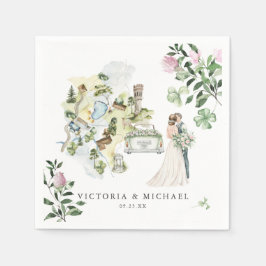 Elegant Klöver Shamrock Botanical Bröllop Karta Pappersservett