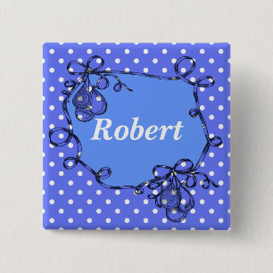 Elegant, knapp för coola blått polka dots Namn
