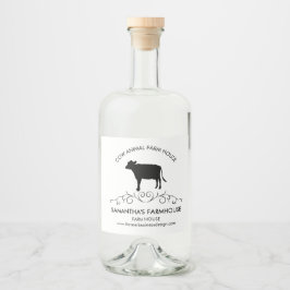 Elegant ko-siluett från gården spritflaskor etikett
