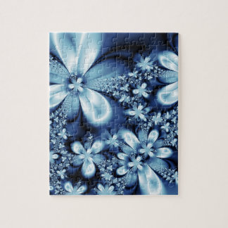 Elegant Kobolt Mörk blått Silky-blommor Pussel