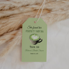 Elegant Kofftema Perfekt Matcha Bröllopsdusch Presentetikett