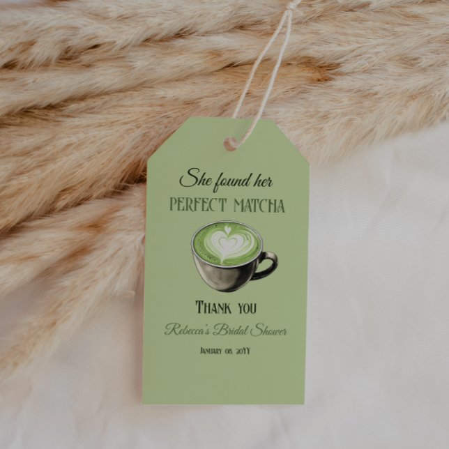Elegant Kofftema Perfekt Matcha Bröllopsdusch Presentetikett (Skapare uppladdad)