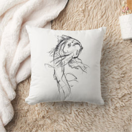Elegant Koi Fish Abstrakt Sketch Kudde