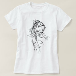 Elegant Koi Fish Abstrakt Sketch T Shirt