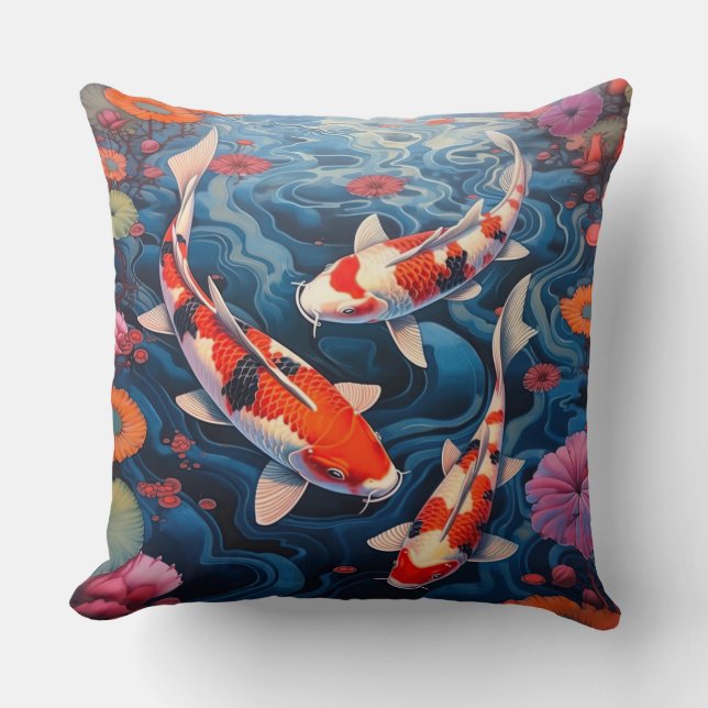 Elegant Koi Fish Blue/Orange accentkudde Kudde (Framsida)