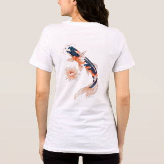 Elegant Koi Fish och Lotus Flower Dubbla Sided T-S T Shirt