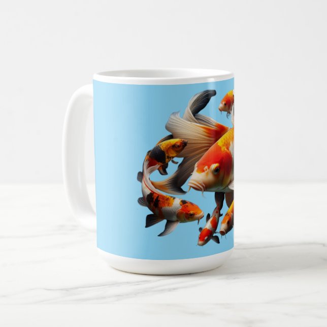 Elegant Koi Fish on Black – High Quality Centered  Kaffemugg (Framsida vänster)