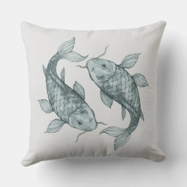 Elegant Koi Fisk Vattenfärgskonst | Japansk Stil Kudde