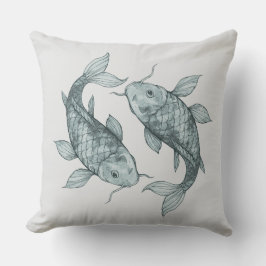 Elegant Koi Fisk Vattenfärgskonst | Japansk Stil Kudde