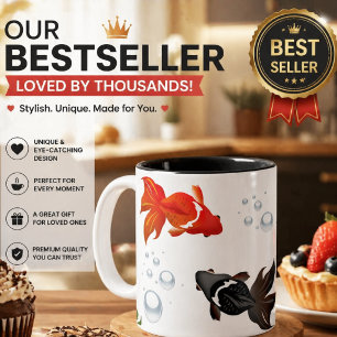 Elegant Koi Fisk Zen Design – Fridfull Japansk A Två-Tonad Mugg