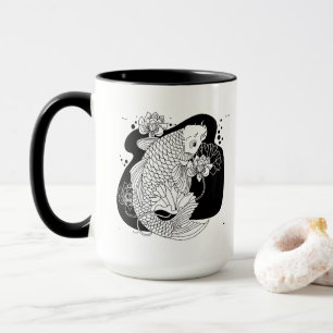 Elegant Koi & Lotus-mugg – Zen minimalistisk konst Mugg
