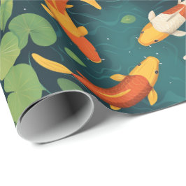 Elegant Koi Pond and Lily Leaves Vintage Style Presentpapper