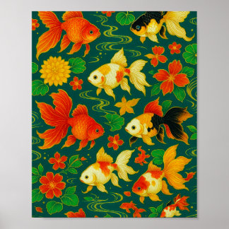 Elegant Koi Pond Mönster Poster