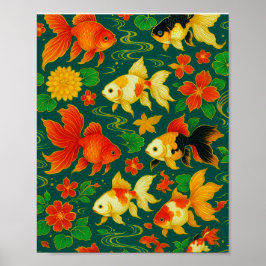 Elegant Koi Pond Mönster Poster