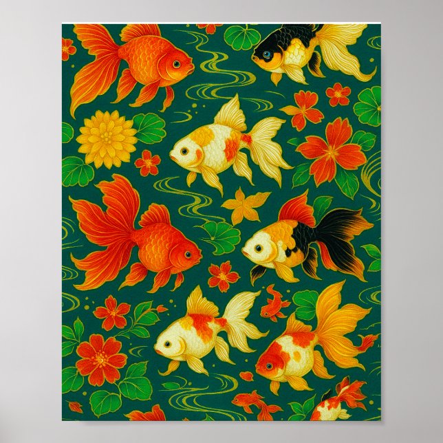 Elegant Koi Pond Mönster Poster (Framsidan)