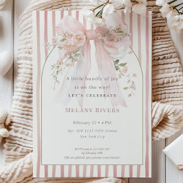 Elegant Kokett Rosa Rodnad Rosor Band Baby Shower Inbjudningar