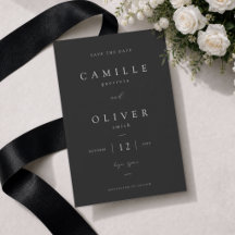 Elegant kol svart minimalistisk bröllopsinbjudan