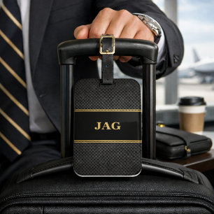 Elegant kol svart och guld monogram bagagebricka
