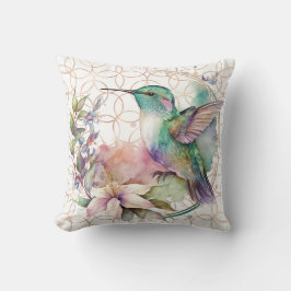 Elegant Kolibri & Blommig Guldaccent Kudde