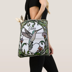 Elegant kolibri-färgat glaskonstdesign tygkasse