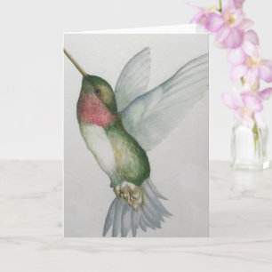 Elegant Kolibri Vattenfärg Målning Fågel Konst Kort