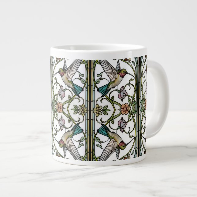 Elegant kolibrikonst botanisk boho chic jumbo mugg (Framsida höger)