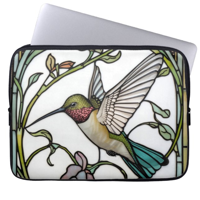 Elegant kolibrikonst botanisk boho chic laptop fodral (Framsidan)