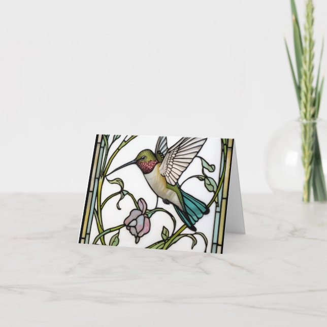 Elegant kolibrikonst botanisk boho chic tack kort (Framsida)
