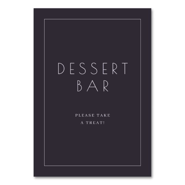 Elegant kolminimalistisk skylt för efterrätter bar bordsnummer (Framsidan)