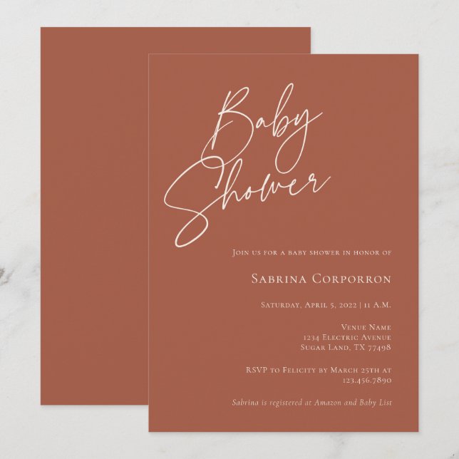 Elegant Kön Neutral Boho Baby Shower-inbjudan Inbjudningar (Fram/baksida)