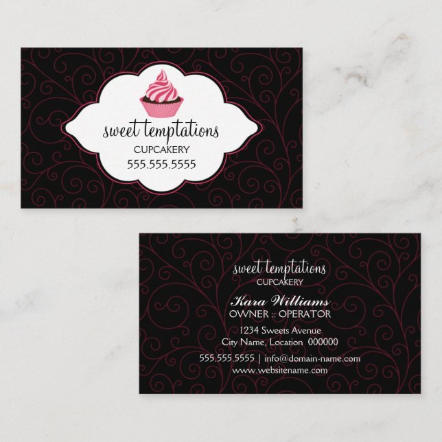 Elegant konditori Cupcake Visitkort (Fram/baksida)