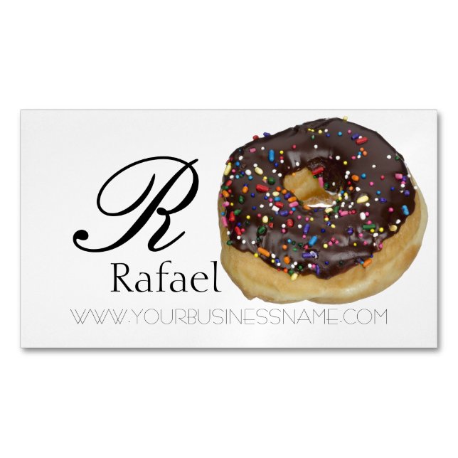Elegant konditori Donut Namn Monogram Företag Magnetiska Visitkort (Framsida)