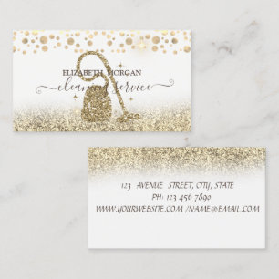 Elegant konfetti dammsugare guld glitter visitkort