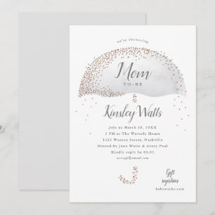 Elegant Konfetti Glitter Paraply Grå Baby Shower Inbjudningar