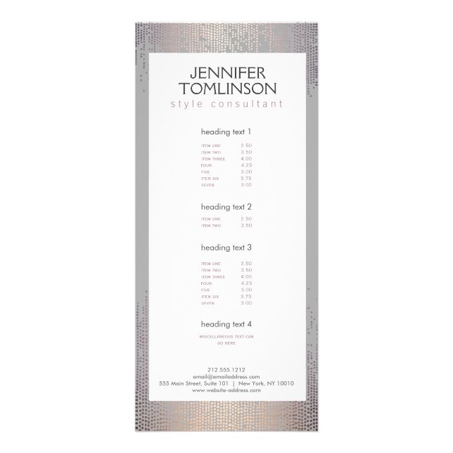 Elegant  Konfetti Rain Mönster Grått Reklamkort (Framsidan)