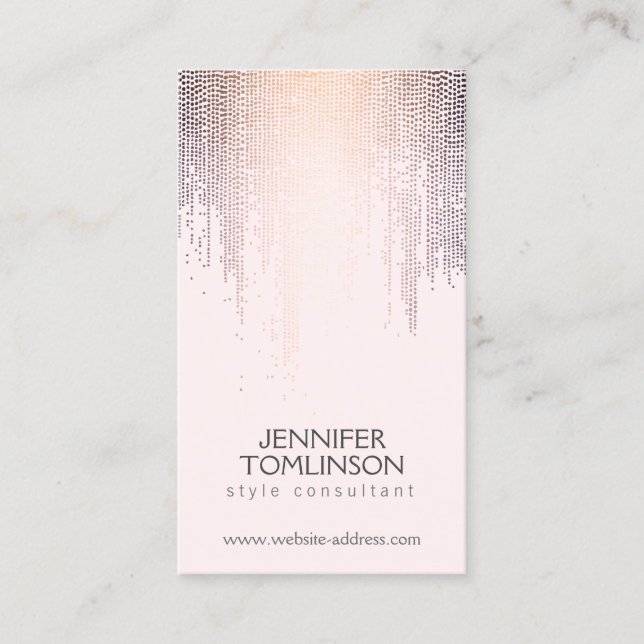 Elegant  Konfetti Rain Mönster Rosa Visitkort (Framsida)