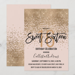 Elegant Konfetti Rosa Guld Glitter, sötningsmedel Inbjudningar