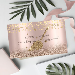 Elegant konfetti städning dam rose gold glitter visitkort