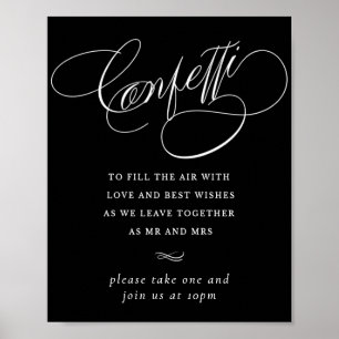 Elegant Konfetti vit kalligrafi Favoriter Bord Poster