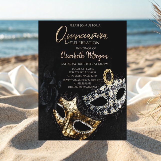 Elegant Konfettimask,Maskerad Quinceañera Inbjudningar (Skapare uppladdad)