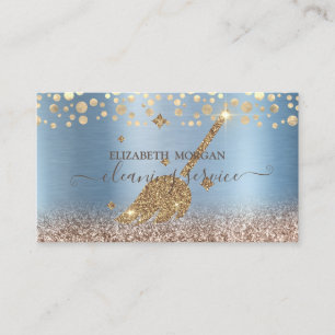 Elegant Konfettistädning Piga Glitter Blå Visitkort