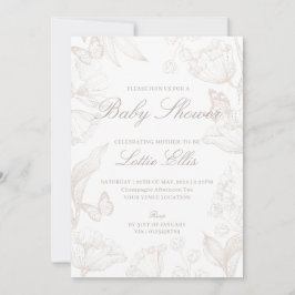 Elegant KönNeutral Boho Chic Blommigt Baby Shower Inbjudningar