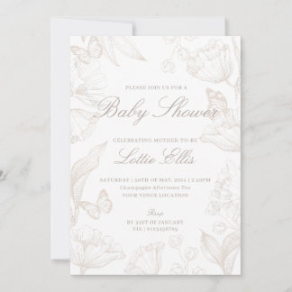 Elegant KönNeutral Boho Chic Blommigt Baby Shower Inbjudningar